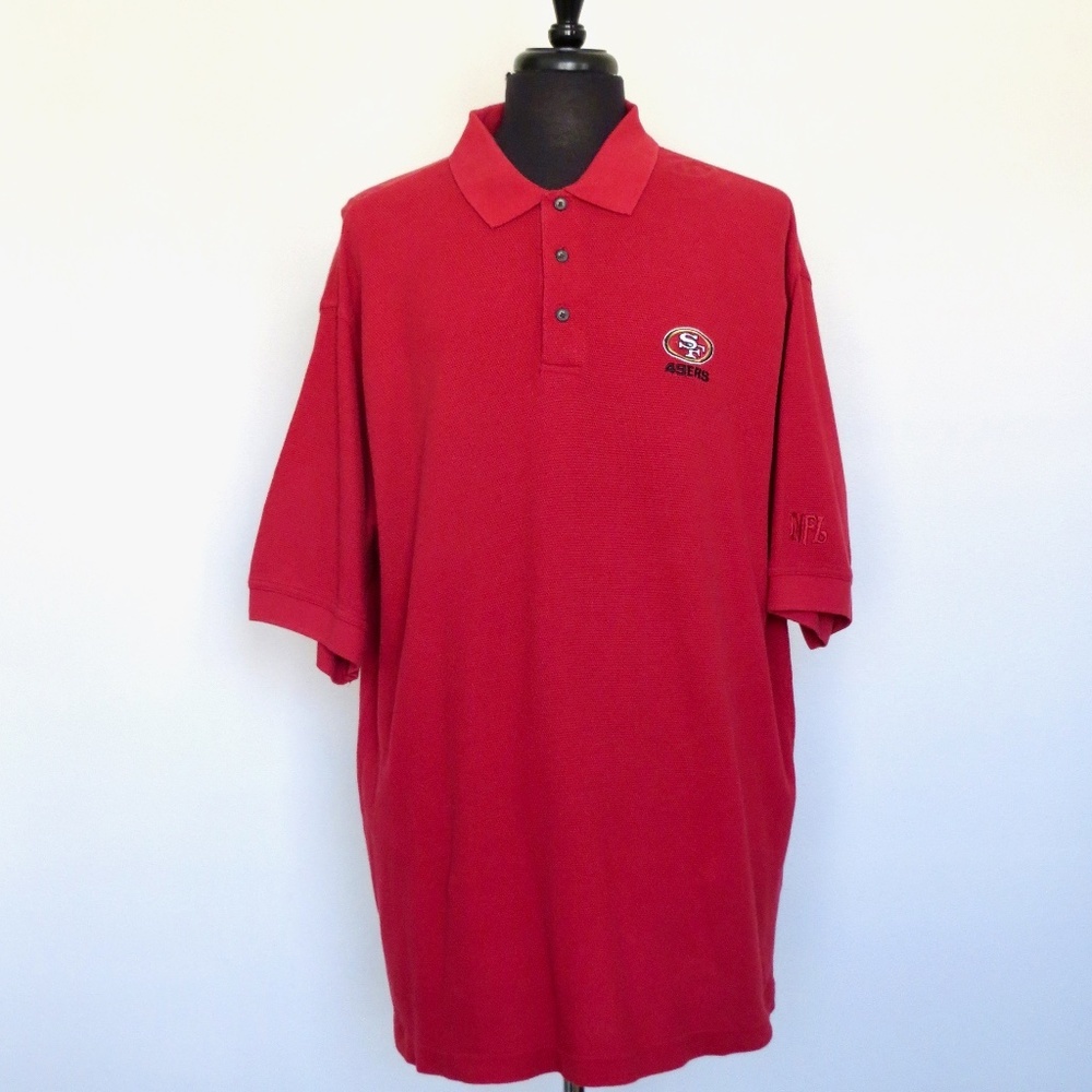 NFL San Francisco 49ers Red Polo Cotton Shirt with Embroidery SZ 2XL